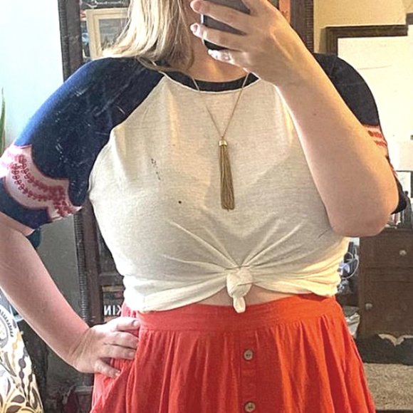 NWT Torrid Embroidered Midi Raglan Tee | 1X